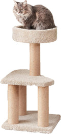 Amazon Basics Cat Tree - Multi-Level Climbing Activity Tower with Jute Rope Scratching Posts for Indoor Cats & Kittens, Medium (31.5"H), Beige