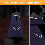 iBuddy Dog Winter Coat for 2X- Large Dogs, Easy on XXL Dog Fleece Jacket Velcro Waterproof Pet Puffer Clothes with Harness Hole Adjustable Reflective Quilted Pet Cold Weather Vest for Girl Female