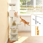 Tangkula 80 Inch Tall Cat Tree, Multi-Level Cat Tower with Sisal Scratching Posts, 2 Condos, Plush Perch, Hammock, Basket, Dangling Toys, Cat Climbing Furniture for Indoor Cats (Beige)