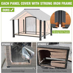 Dog House Outdoor & Indoor Unique All-Around Iron Frame Dog Kennel for Winter with Raised Feet for Small & Medium & Large Dogs,Weatherproof Roof (41.6 “L×41.4”W×34.1“H)