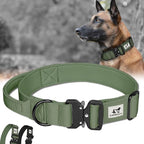 Camo Tactical Dog Collar for Medium & Large Dogs – Heavy Duty Adjustable Nylon Collar with Control Handle, Quick-Release Metal Buckle & D-Ring – Comfortable, Durable Training Collar for All Dog Breeds