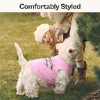 Parisian Pet Dog Shirt – 100% Cotton Lil Angel Shirts for Medium Dogs – Pink Sleeveless Puppy Clothes – Breathable and Soft Girl Dog Clothes - Stretchy Pet Apparel - Summer Tshirts for Dogs