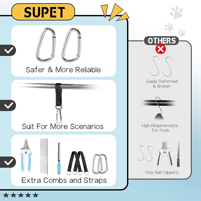 Supet Dog Grooming Hammock Harness for Dogs Cats, Relaxation Pet Nail Clipper Hammock, Restraint Dog & Medium Animal Leashes Sling for Groomingk for Nail Trimming (Black, M)