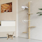 Floor to Ceiling Cat Tree, Acrylic Top Support PlateTall Cat Tower Natural Sisal Rope Scratching Post, Adjustable Height 55-103 Inches, Multi-Platform Activity Center