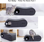 NATUYA Cat Bed Cave for Indoor Cats, Large Cat Lounge Cave Bed with Toy Ball, Enclosed Scratch Resistant Detachable Felt Cat Hideaway Bed for Cats up to 22 Lbs