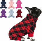 cyeollo Dog Pajamas Small Sized Dog, Warm Fleece Doggy Pjs Soft Doggie Onesie Stretchy Sweater in Cold Weather Winter Dogs Coat Pet Jammies Clothes for Puppy Female & Male, Buffalo Plaid L