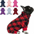 cyeollo Small Dog Pajamas, Fleece Dog Pjs Warm Doggie Onesie Soft Stretchy Sweaters for Small Dogs Winter Dogs Coat Pet Jammies Clothes for Puppy Female & Male, Buffalo Plaid S
