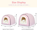 Cat Bed for Indoor Cats，Foldable cat cave，Anti-Slip & Water-Resistant Bottom，cat Houses for Indoor Cats or Small Dogs, Kitten Tent, Rabbit Bed，2 in 1 pet Bed (Pink)