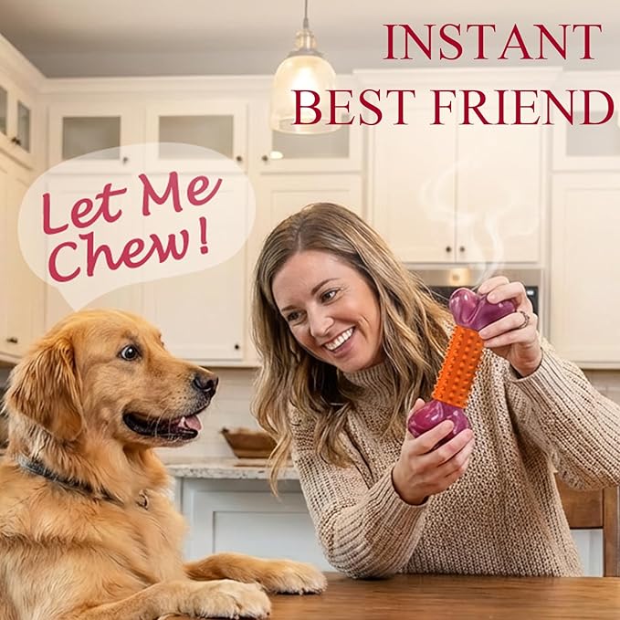 Apasiri 4-Pack Dog Toys for Aggressive Chewers Peanut Butter Flavored: Dog Bones for Large Dogs, 8" Chew Toys Long-Lasting, Tough Nylon & Rubber Dogs Toys