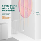 Cumbor 2 Pack 29.2-43" No Bottom Bar Baby Gate for Stairs, 2-in-1 Auto Close Dog Gate Indoor, Hardware Mounted Pet Gate for Doorways with Large Walk Thru Door, Child-Proof Safety Gate for Kids (White)