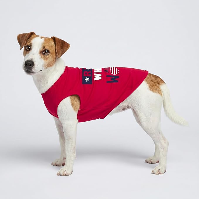 Fitwarm Patriotic Red White and Woof Dog Shirt, 4th of July Dog Clothes for Small Dogs Boy Girl, Funny Doggy Summer Clothes, Pet Outfit, Red, Blue, White, XS
