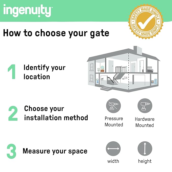 Ingenuity Decorative Panel Tall Baby Gate & Dog Gate, 28"-42" Wide, 30" Tall, Hardware or Pressure Mounted, Install on Top or Bottom of Stairs, Banister, or Doorway - Espresso