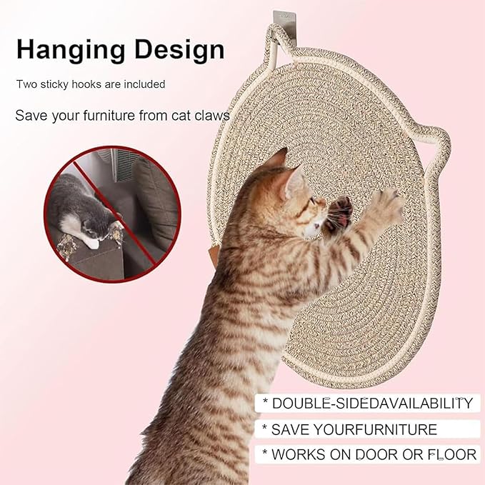 Celery Pets, Dual Scratching Pad for Cats, Celery Pets Cat Scratcher Mat, Natural Cotton Rope Cat Scratching Mat, Scratching Pads for Indoor Cats (Brown,20in)