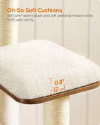 Feandrea Cat Tree, 64.6-Inch Modern Cat Tower, Multi-Level Condo with 5 Scratching Posts, Perch, Washable Removable Cushions, Cave, Rustic Brown UPCT166X01