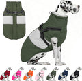 AOFITEE Dog Coat, Large Dog Jacket, Dogs Coat with Harness Built in, Reflective Waterproof Dogs Jackets Winter with Furry Collar, Warm Polar Fleece Pet Sweater Snowsuit for Doberman, Great Dane XXXL
