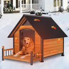 GUTINNEEN Large Heated Dog House Outdoor Insulated Weatherproof Dog Kennel with Heated Pad, Insulated All-Round Thermal Liner, Chew-Proof Strong Iron Frame Dog House for Dogs (Winter-Ready)