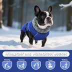 DENTRUN Winter Warm Dog Coat Reflective Jacket with Turtleneck for Cold Weather, Adjustable Buckle Windproof Water Repellent, Thick Snowsuit Fleece Vest for Small, Medium, Large Dogs, Blue, XL
