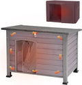 Aivituvin Dog House with Insulated Liner, Heated Outdoor Indoor Weatherproof Dog House for Winter, Suitable for Small & Medium & Large Dogs with Unique All-Around Iron Frame(Grey)