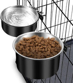 Dog Crate Bowls Hanging No Spill, ShineMe 60oz & 40oz Stainless Steel Dog Kennel Food and Water Bowls Mountable for Large and Medium Pets (7.0 x 3.7” & 6.2 x 2.5”)