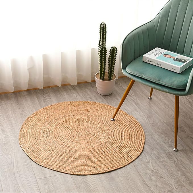 11.81In Cat Scratcher Pad - Hand-Woven Natural Cattail Mat, Spiral Texture Cat Scratching Board for Young Adult/Small-Medium Cats, Cat Scratch Furniture Protector