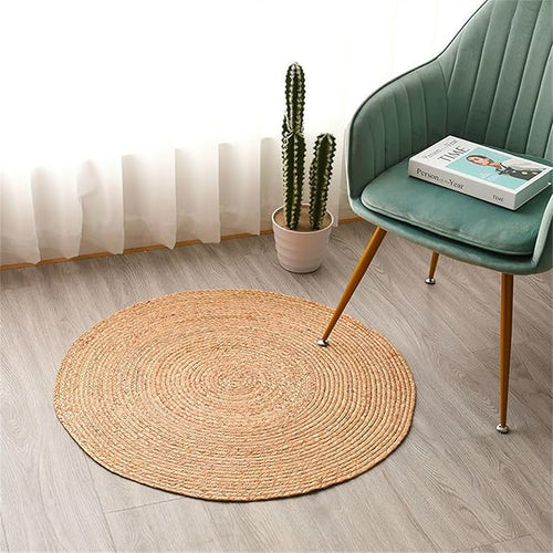 11.81In Cat Scratcher Pad - Hand-Woven Natural Cattail Mat, Spiral Texture Cat Scratching Board for Young Adult/Small-Medium Cats, Cat Scratch Furniture Protector