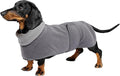 Geyecete Dachshund Sweaters for Dachshunds - Winter Coat with Padded Fleece Lining and High Collar, Snowsuit with Adjustable Bands - Gray - S