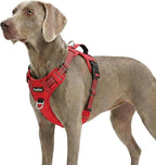 Funfox Dog Harness No Pull, Adjustable Pet Vest Harness, Super Soft Material with Vertical Handle Easy Control, Reflective Night Walking, 2 Leash Clips for XLarge Dogs, Red, XL
