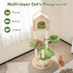 Tangkula Cat Tree Tower, Multi-Level Modern Wood Cat Tower with Sisal Scratching Posts, Jumping Platforms, Perch, Hammock, Cute Cat Condo, Tall Cat Tree for Indoor Cats Large Adult (55 Inch)