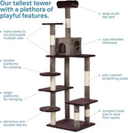 Prevue Pet Products Cat Tree Extra Tall 60in Multilevel Durable Cat Scratching Post & Jumping Platform Space Saving Cat Condo Pet Play House and Hideaway for Indoor Cats, Purple