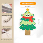 Cartoon Cat Scratching Mat, Cute Wall Cat Scratcher for Christmas, New Year, Pet Scratching Pad with Self-Adhesive Backing, Furniture Protector for Couch Door Sofa Indoor (Christmas Tree)