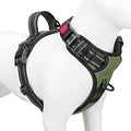 PHOEPET No Pull Dog Harness with Handle Front & Back Clip, Easy on Lockable Snap Buckle at Neck, Adjustable Reflective Vest with Handle for Small Medium Large Dogs (L, Misty Green)