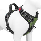 PHOEPET No Pull Dog Harness with Handle Front & Back Clip, Easy on Lockable Snap Buckle at Neck, Adjustable Reflective Vest with Handle for Small Medium Large Dogs (M, Misty Green)