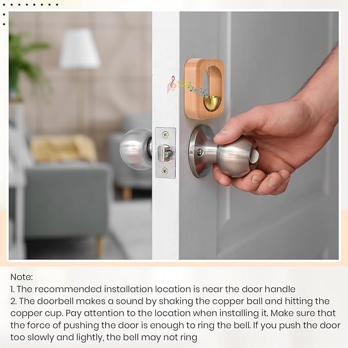 2 Pcs Shopkeepers Bell for Door Opening, Magnetic Wood Doorbell Chime When Door Opens, Magnetic Doorbell for Cafe Glass Doors Store Entrance, Housewarming Gift(Rectangle,3.94 x 2.76 Inches)