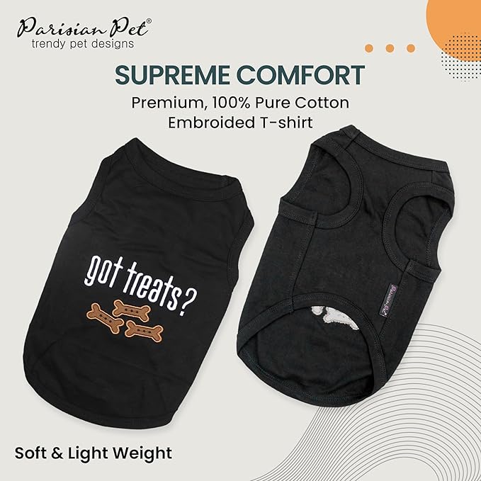 Parisian Pet Dog Shirt – 100% Cotton Shirts for Large Dogs – Black Sleeveless Puppy Clothes – Lightweight and Breathable Pet Apparel – Cool and Stylish Dog Clothes - Stretchy T Shirts for Dogs