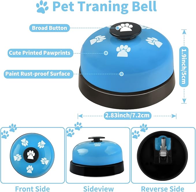 3 Pack Dog Doorbells, Pet Training Bells for Outside Potty Training and Communication, Bell for Dog Cat Puppy Interactive Toys (Light Blue, 3 Pack)