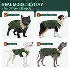 Kuoser Dog Coat Thermal Fleece Lined Dog Jacket, Adjustable Hook & Loop Dogs Coats for Medium Dogs Windproof Reflective Puppy Snow Jackets Pet Cold Weather Clothes with Harness Hole, Green, M