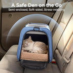 PETSFIT Soft-Sided Cat Carrier with Patented Safety Buckles, Lockable Zippers & Safety Tether,Escape-Resistant Travel Pet Carrier for Car Rides & Vet Visits, Airline Approved Under-Seat, Up to 12 lbs