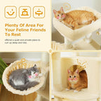 Cat Tree, Multi-Level Cat Tower for Indoor Cats, Cat Climbing Tree Condo with Sisal Covered Scratching Posts, Deep Hammock and Interactive Cat Toy, Beige
