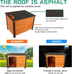 Large Wooden Dog House Outdoor Weatherproof Dog Houses for Dogs Outside Indoor Doghouse Large Breed Dog Kennel for Winter with Raised Feet, Orange+Black