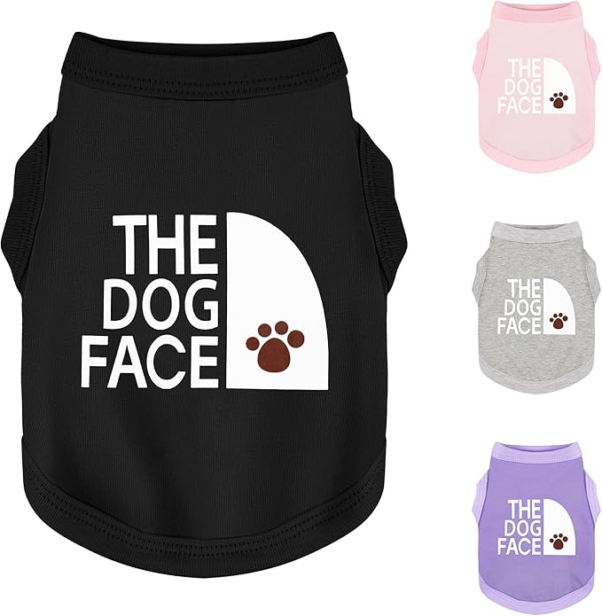 Personality Canine Attire: Soft, Lightweight Cotton Dog Clothes with 'The Dog Face' Print. Small and Medium Breeds, Perfect for Everyday Wear, Comfortable and Breathable Dog Shirt Black 4XL