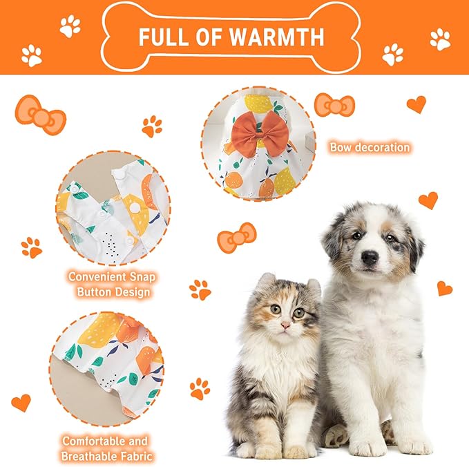 TAPBULL Dog Dresses, Fashionable Pet Dog Clothes, Cute Cat Birthday Dress Outfit (Orange/Red/Yellow/Blue/Pink 5-Pack), Medium