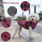 Warm Dog Winter Coat, Dog Cold Weather Jacket with Built-in Harness, Reflective & Adjustable Comfortable Pet Vest, Windproof Apparel for Small Medium Large Dogs (Purple)