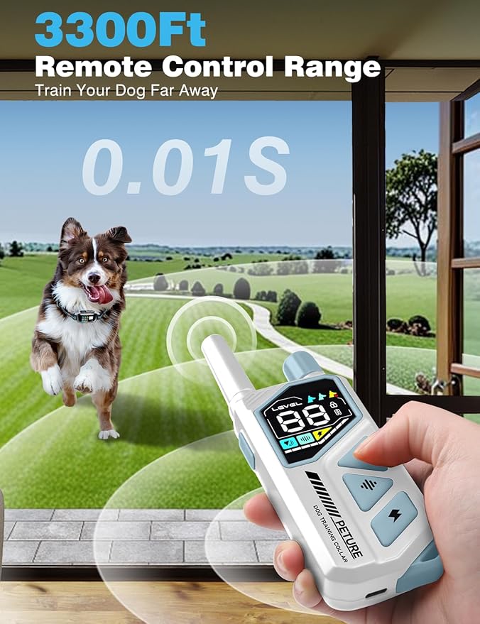 Dog Shock Collar with Remote - 3300Ft New Upgraded Dog Training Collar with 5 Modes, IPX7 Waterproof Remote Training Collar for Small Medium Large Dogs, Flashlight & Reflective Strap for Night Safety