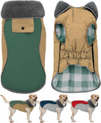 Doglay Dog Jacket Waterproof Dog Coat, Reflective Cold Weather Winter Coat, Adjustable Turtleneck Fleece Puppy Snow Jacket with Harness Hole for Small Medium Large Dogs