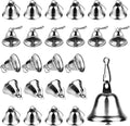 Craft Bells 24 Pcs Small Brass Bells for Crafts, Vintage Silver Hanging Jingle Bells with Spring Hooks for Wind Chimes, Dog Training Doorbell, Mission Project, Wedding, Christmas, Easter & Home Decor