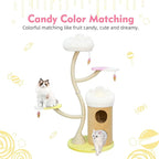 KAMABOKO 64.2" Flower Cat Tree, Cute Cat Tree House for Indoor Cats, Cloud Cats Tree Tower with Cat Condo, Sisal Scratching Posts, Hanging Toys for Playing