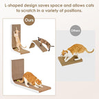EHEYCIGA Cardboard Cat Scratcher for Indoor Kitten Cats, 19 Inch L Shaped Vertical Cat Scratching Board with Ball Cat Toy, Small Cat Scratcher Pad, White