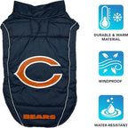 NFL Chicago Bears Puffer Vest for Dogs & Cats, Size Small. Warm, Cozy, and Waterproof Dog Coat, for Small and Large Dogs/Cats. Best NFL Licensed PET Warming Sports Jacket