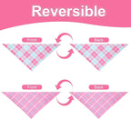 Pink Dog Bandana Girl Small 2PCS, Summer Spring Scarf, Durable Triangle Reversible Bibs Handkerchief for Puppy Pet