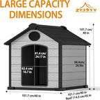 Indoor Outdoor Dog House Weatherproof for Small Medium Dogs, Resin Plastic Pet House with Flip Lid and Elevated Floor, Easy Assembly (45" Large Dog House)